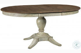 Weatherford Cornsilk And Brown Milford Extendable Round Dining Table