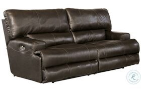 Wembley Steel Power Reclining Lumbar Lay Flat Leather Sofa with Power Headrest