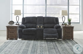 Draycoll Slate Double Power Reclining Loveseat with Console
