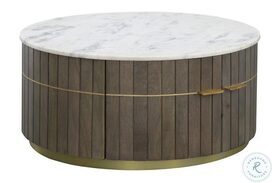 Cameron Park Nolan Gray And White Marble 4 Door Cocktail Table