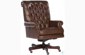 Coffee Tufted Back Leather Executive Chair