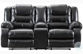 Vacherie Black Double Reclining Loveseat with Console