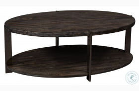 Paxton Charcoal And Chrome Oval Cocktail Table