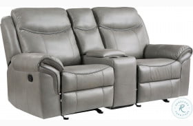 Aram Gray Glider Reclining Loveseat With Console