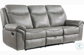 Aram Gray Glider Reclining Sofa With Center Drop Down Cup Holders