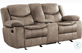 Bastrop Brown Double Glider Reclining Loveseat With Console