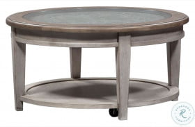 Heartland Antique White And Tobacco Round Ceiling Tile Cocktail Table