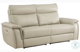 Maroni Taupe Power Double Reclining Loveseat with Power Headrests