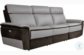 Laertes Charcoal And Taupe Gray Power Double Reclining Sofa