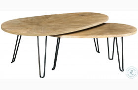 Oblique Wire Brushed Natural Cerused Elm Bunching Cocktail Table