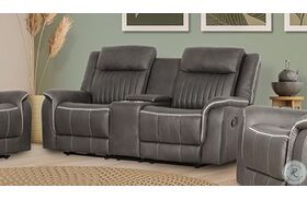 Enzo Gray Dual Reclining Console Loveseat