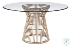 Leana Natural Glass Top Round Dining Table