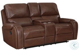 Newnan Brown Double Glider Reclining Console Loveseat