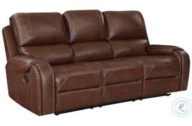 Newnan Brown Double Reclining Sofa with Center Drop-Down Cup Holders