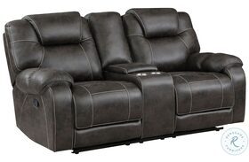 Gainesville Chocolate Double Reclining Loveseat with Console