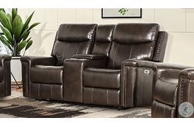 Quade Brown Power Reclining Console Loveseat Power Footrest