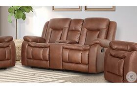 Morello Brown Power Reclining Console Loveseat Power Headrest And Footrest