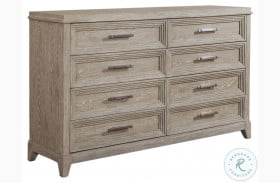 Belmar Washed Taupe And Silver Champagne 8 Drawer Dresser