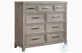 Belmar Washed Taupe And Silver Champagne 9 Drawer Bureau Dresser