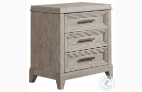 Belmar Washed Taupe And Silver Champagne 3 Drawer Nightstand
