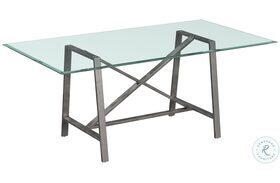 Ross Pewter Glass Top Rectangular Dining Table