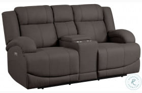 Camryn Chocolate Power Double Reclining Console Loveseat