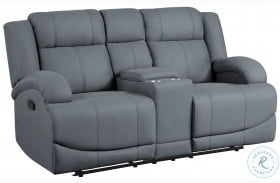 Camryn Graphite Blue Double Reclining Console Loveseat