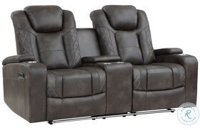 Tabor Brownish Gray Double Power Reclining Console Loveseat With Power Headrests