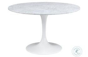 Dunham White Marble Top Round Dining Table