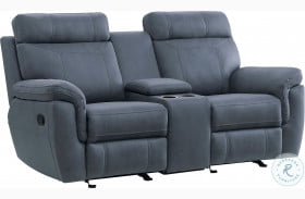 Clifton Blue Double Glider Reclining Loveseat With Center Console