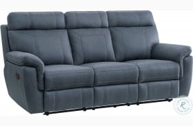 Clifton Blue Double Reclining Sofa With Drop Down Cup Holders