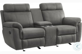 Clifton Gray Double Glider Reclining Loveseat With Center Console