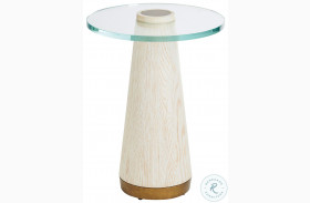 Carmel Winter White And Calais Brass Castlewood Glass Top Accent Table