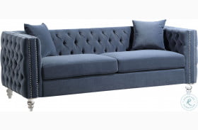 Orina Blue Velvet Sofa
