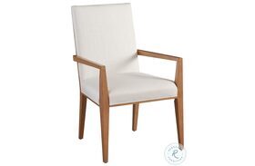 Laguna Linen White Mosaic Upholstered Arm Chair by Barclay Butera
