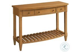 Laguna Light Nutmeg Temple bow front Console Table by Barclay Butera