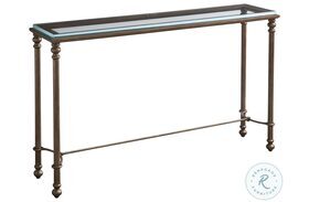 Laguna Textured Brass Bluff Metal And Glass Console Table by Barclay Butera