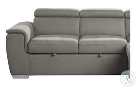 Berel Brown LAF Loveseat With Pull Out Bed And Adjustable Headrests