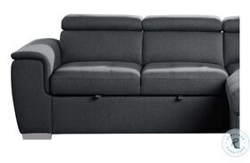 Berel Dark Gray LAF Loveseat With Pull Out Bed And Adjustable Headrests