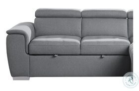Berel Gray LAF Loveseat With Pull Out Bed And Adjustable Headrests
