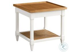 Laguna Linen White Temple End Table by Barclay Butera