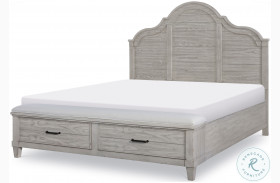 Belhaven Weathered Plank Arched King Upholstered Panel Storage Bed