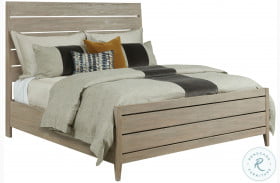 Symmetry Sand Incline Oak Queen Panel Bed With High Footboard