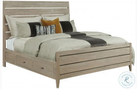 Symmetry Sand Incline Oak Queen Storage Panel Bed With High Footboard