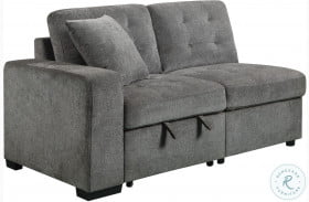 Logansport Gray LAF Loveseat With Pull-Out Ottoman And 1 Pillow
