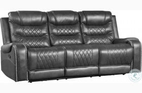 Putnam Gray Double Reclining Sofa With Drop Down Table