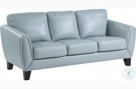 Aqua leather sale living room set