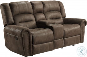 Creighton Brown Double Glider Reclining Loveseat With Center Console