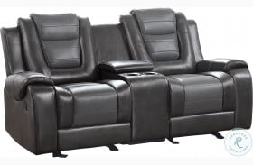 Briscoe Light And Dark Gray Double Glider Reclining Loveseat With Center Console