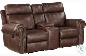 Granville Brown Double Power Reclining Loveseat With Center Console